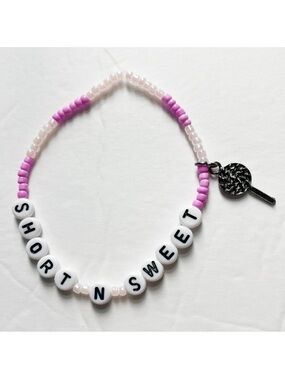 Sabrina Carpenter Short N Sweet Beaded Friendship Bracelet Pink & Silver
